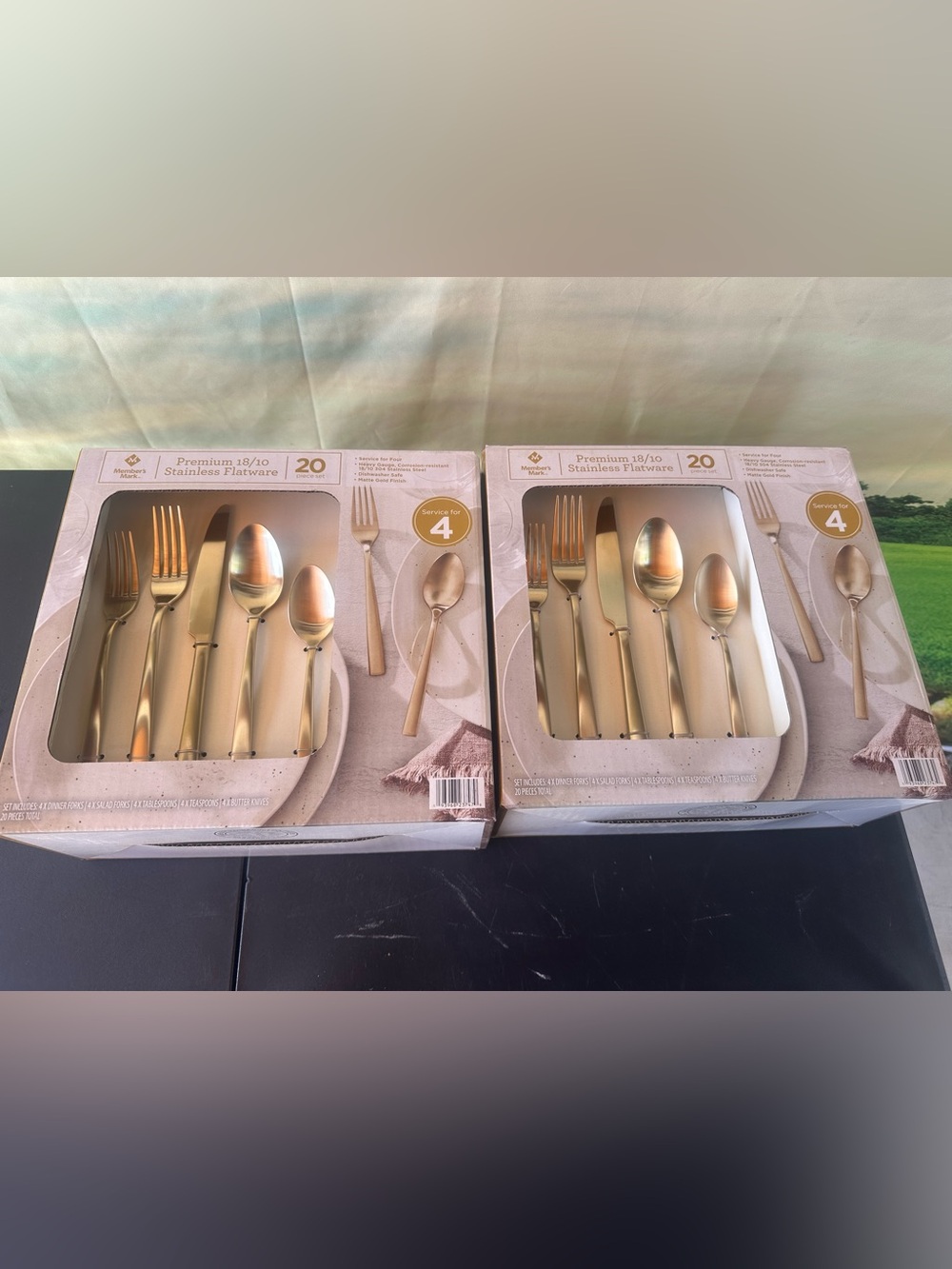 Members mark matte gold flatware sets